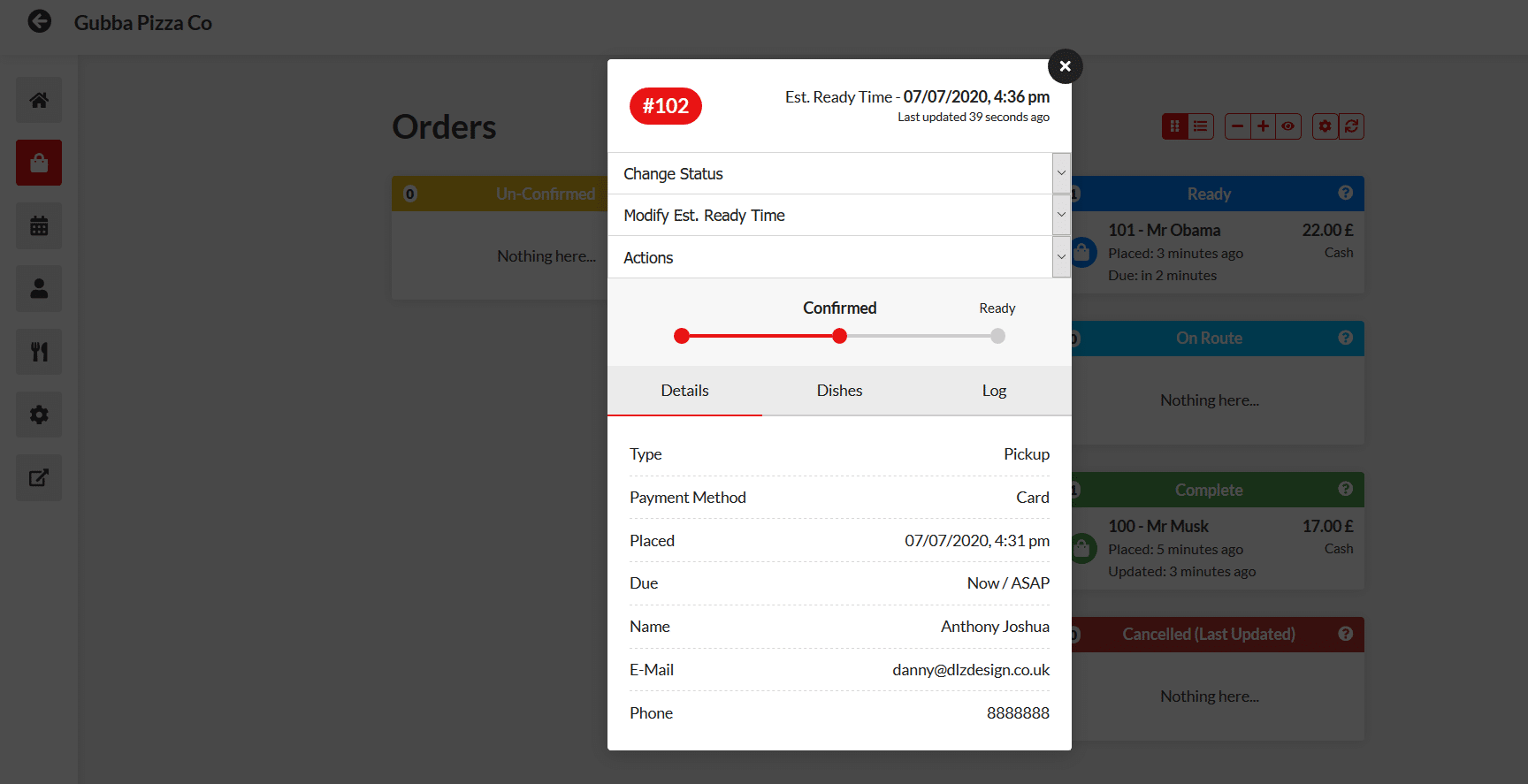 Restaurant order management System